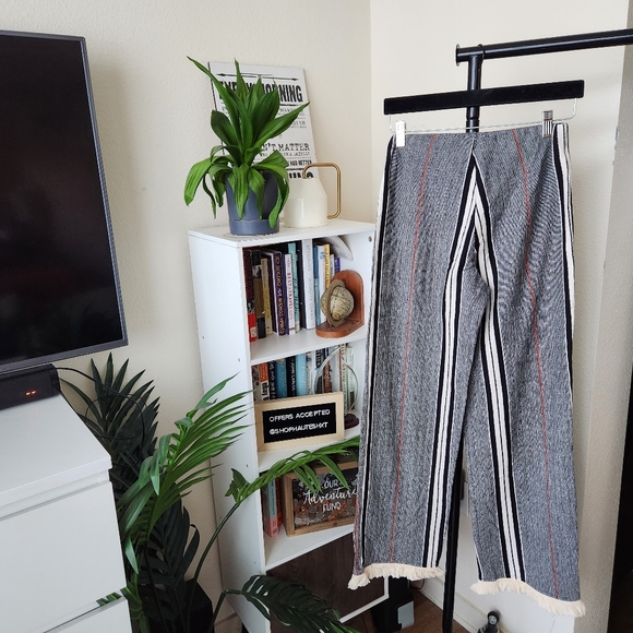 Zara Striped Pants with Fringe Tassle Hem - Picture 4 of 4